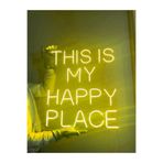 dekoraven This Is My Happy Place Neon Yazı Led Tabela Dekoratif Aydınlatma 50X50Cm Sarı, thisismy