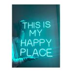 dekoraven This Is My Happy Place Neon Yazı Led Tabela Dekoratif Aydınlatma 50X50Cm Turkuaz, thisismy