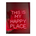dekoraven This Is My Happy Place Neon Yazı Led Tabela Dekoratif Aydınlatma(50x50cm)