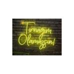 dekoraven Tırnağım Olamazsın Yazı Neon Led Tabela Sarı 50x32 cm, turnak12