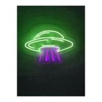 dekoraven Ufo Neon Led Tabela Yeşil-Pembe Dekoratif Duvar Aydınlatması 44x30cm, ufo1