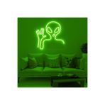 dekoraven Uzaylı Led Neon Tabela Yeşil 60x60 cm Cafe Bar Dekorasyon, uzylı8512
