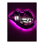 dekoraven Vampir Dudak Tablo - Pembe Led Işıklı 54x39 cm, vampirdudak