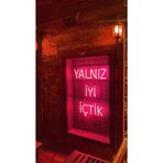 Dekoraven Yalnız Iyi Içtik Neon Led Bar Kafe Neon Tabela Dekoratif Aydınlatma, yalnızrav50red