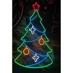 dekoraven Yılbaşı Ağacı Neon Led Dekorasyon Tabela Çam Ağacı 65x50 cm, extremmotif400