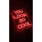dekoraven You Look So Cool Yazı Neon Led Tabela Duvar Dekoru Kırmızı 60x40 cm, looksocoll