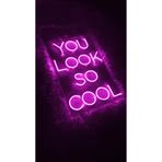 dekoraven You Look So Cool Yazı Neon Led Tabela Duvar Dekoru Pembe 60x40 cm, looksocoll