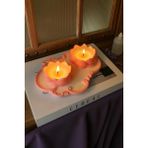 Dekorea Home Lotus Taş Tozu Mumluk – El Yapımı Aromaterapi Mum - Pembe - Beyaz - 1 Adet
