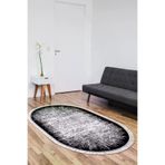Dekoreko 1342P1-1 Kaymaz Taban Djt Salon Halısı Star Pamuk Saçaklı Oval Modern 1342 Siyah