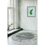 Dekoreko 1460D1-4 Kaymaz Taban Djt Salon Halısı Yıldız Deri Saçaklı Yuvarlak Modern 1460 Gri