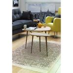 Dekoreko 1488D1-7 Kaymaz Taban Djt Salon Halısı Yıldız Deri Saçaklı Modern 1488 Kahve