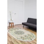 Dekoreko 1491D1-1 Kaymaz Taban Djt Salon Halısı Yıldız Deri Saçaklı Oval Modern 1491 Bej