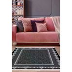 Dekoreko 1692K1-7 Kaymaz Taban Djt Salon Halısı Trend Saçaklı Modern 1692 Siyah
