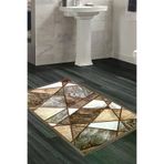 Dekoreko 1716P2-9 Kaymaz Taban Djt Banyo Halısı Star Pamuk Modern 1716 Gri Kahve