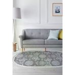 Dekoreko 1861MP1-1 Kaymaz Taban Djt Salon Halısı Star Pamuk Saçaklı Oval Modern 1861M Gri