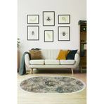Dekoreko 1903MK1-1 Kaymaz Taban Djt Salon Halısı Trend Saçaklı Oval Modern 1903M Krem