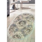 Dekoreko 1903MK1-2 Kaymaz Taban Djt Mutfak Halısı Trend Saçaklı Oval Modern 1903M Krem