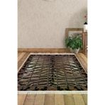 Dekoreko 1906D1-7 Kaymaz Taban Djt Salon Halısı Yıldız Deri Saçaklı Modern 1906 Kahve