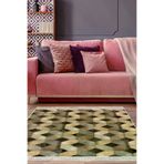 Dekoreko 1926D1-7 Kaymaz Taban Djt Salon Halısı Yıldız Deri Saçaklı Modern 1926 Kahve