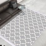 Dekoreko 2025 İpek Dijital Saçaklı Gri-Beyaz 80x120 cm Halı