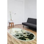 Dekoreko 2146MK1-1 Kaymaz Taban Djt Salon Halısı Trend Saçaklı Oval Iskandinav 2146M Krem