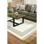 Dekoreko 626MK1-7 Kaymaz Taban Djt Salon Halısı Trend Saçaklı Modern 626M Krem
