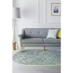 Dekoreko 627MK1-1 Kaymaz Taban Djt Salon Halısı Trend Saçaklı Oval Modern 627M Mavi