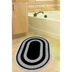 Dekoreko 650MP1-3 Kaymaz Taban Djt Banyo Halısı Star Pamuk Saçaklı Oval Modern 650M Siyah