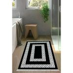 Dekoreko 650MP1-9 Kaymaz Taban Djt Banyo Halısı Star Pamuk Saçaklı Modern 650M Siyah