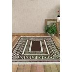 Dekoreko 651MD1-7 Kaymaz Taban Djt Salon Halısı Yıldız Deri Saçaklı Modern 651M Kahve
