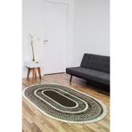 Dekoreko 651MP1-1 Kaymaz Taban Djt Salon Halısı Star Pamuk Saçaklı Oval Modern 651M Kahve