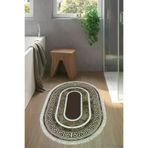 Dekoreko 651MP1-3 Kaymaz Taban Djt Banyo Halısı Star Pamuk Saçaklı Oval Modern 651M Kahve
