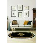 Dekoreko 656MD1-1 Kaymaz Taban Djt Salon Halısı Yıldız Deri Saçaklı Oval Modern 656M Gold