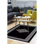 Dekoreko 656MD1-7 Kaymaz Taban Djt Salon Halısı Yıldız Deri Saçaklı Modern 656M Siyah