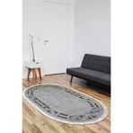 Dekoreko 691MD1-1 Kaymaz Taban Djt Salon Halısı Yıldız Deri Saçaklı Oval Modern 691M Gri