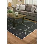 Dekoreko 717D2-7 Kaymaz Taban Djt Salon Halısı Yıldız Deri Modern 717 Siyah
