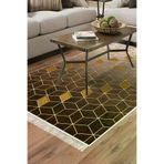 Dekoreko 719D1-7 Kaymaz Taban Djt Salon Halısı Yıldız Deri Saçaklı Modern 719 Kahve