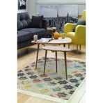 Dekoreko 763D1-7 Kaymaz Taban Djt Salon Halısı Yıldız Deri Saçaklı Modern 763 Renkli