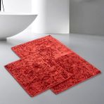 Dekoreko Alanur Home Kristal Pamuklu 2'li Banyo Paspası Eskitme Bordo