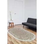 Dekoreko D-1488D1-1 Dijital Salon Halısı Yıldız Deri Kaymaz Taban Saçaklı Oval Modern Katrina Kahve