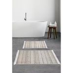 Dekoreko D-F5078D1-10P2 Dijital 2 Li Banyo Takımı Yıldız Deri Kaymaz Taban Saçaklı İskandinav Mali Açık Kahve