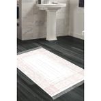 Dekoreko Dijital Banyo Halısı Trend Keçe Kaymaz Taban Saçaklı Modern Rana Pembe