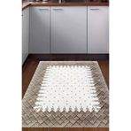 Dekoreko Dijital Mutfak Halısı Yıldız Deri Kaymaz Taban Modern Arcelia Krem D-1529D2-8