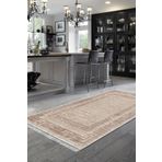 Dekoreko Dijital Mutfak Halısı Yıldız Deri Kaymaz Taban Saçaklı Modern Dorothea Kahve D-F5036D1-8
