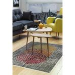 Dekoreko E4052D2-7 Kaymaz Taban Djt Salon Halısı Yıldız Deri Modern E4052 Krem Oranj Kırmızı
