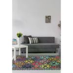 Dekoreko F5008D1-7 Kaymaz Taban Djt Salon Halısı Yıldız Deri Saçaklı Iskandinav F5008 Renkli