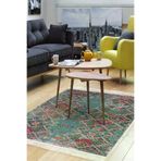 Dekoreko F5009D1-7 Kaymaz Taban Djt Salon Halısı Yıldız Deri Saçaklı Iskandinav F5009 Renkli
