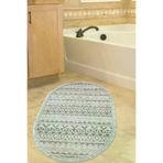 Dekoreko F5078K1-3 Kaymaz Taban Djt Banyo Halısı Trend Saçaklı Oval Iskandinav F5078 Açık Kahve