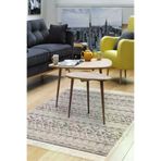 Dekoreko F5078K1-7 Kaymaz Taban Djt Salon Halısı Trend Saçaklı Iskandinav F5078 Açık Kahve