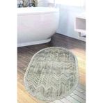 Dekoreko F5083K1-3 Kaymaz Taban Djt Banyo Halısı Trend Saçaklı Oval Iskandinav F5083 Gri